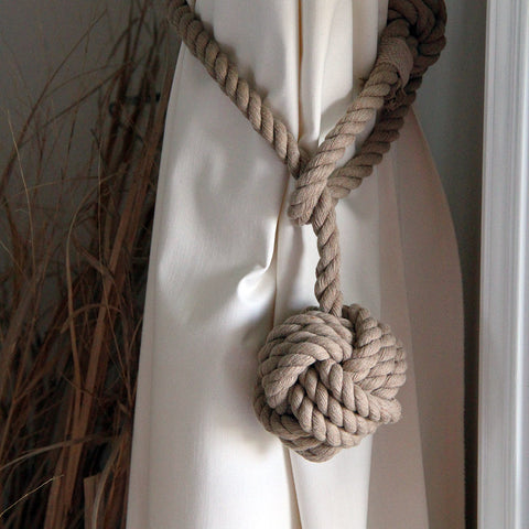 tan monkey fist curtain tie back