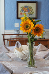 mystic knotwork white bowl and sunflowers