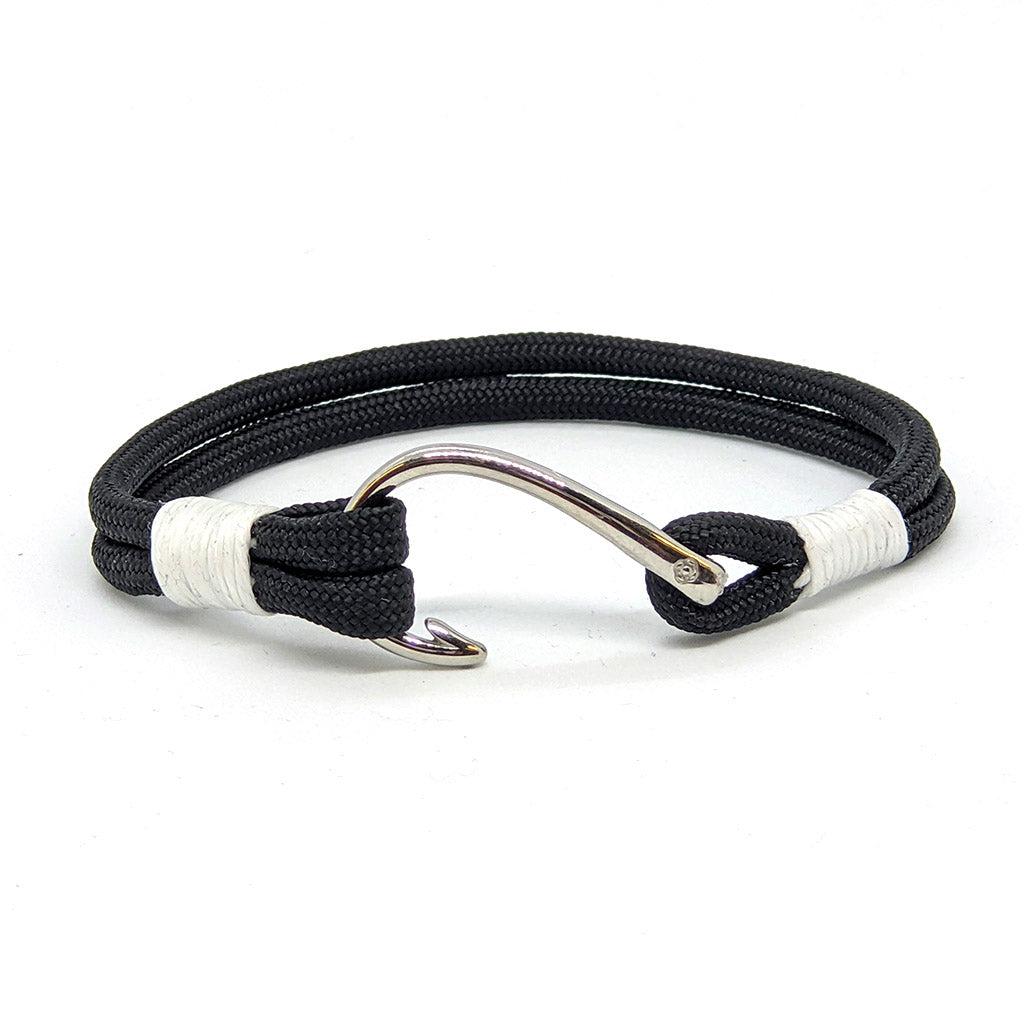 Black Bracelet Men, Fish Hook Bracelet, Men's Jewelry, A Gift for Him.  Handmade From Athens, Greece. 