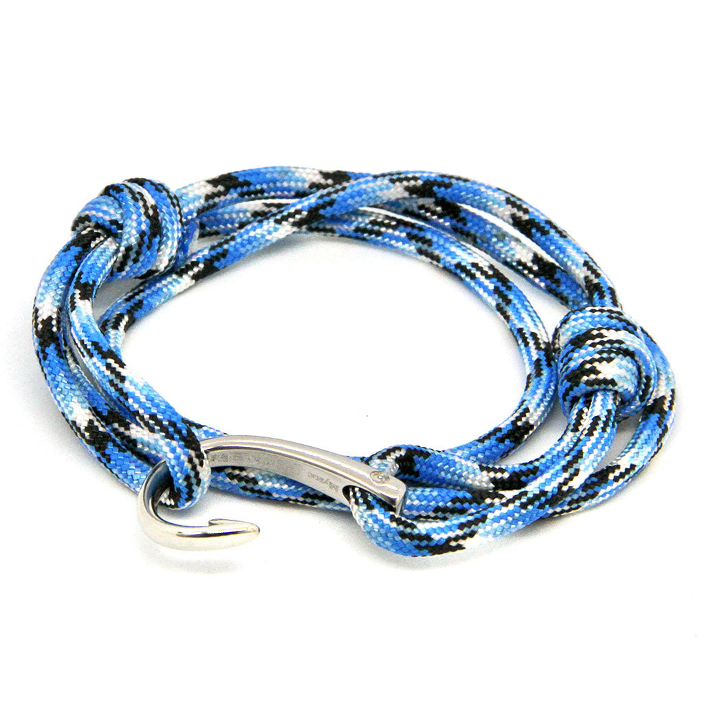 Nautical Adjustable Fish Hook Wrap Blue Stripe 165 handmade for