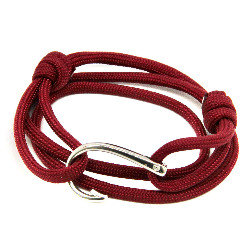 Adjustable Fish Hook Wrap, Bracelet or Anklet 14 Color Options Burgundy (#22)