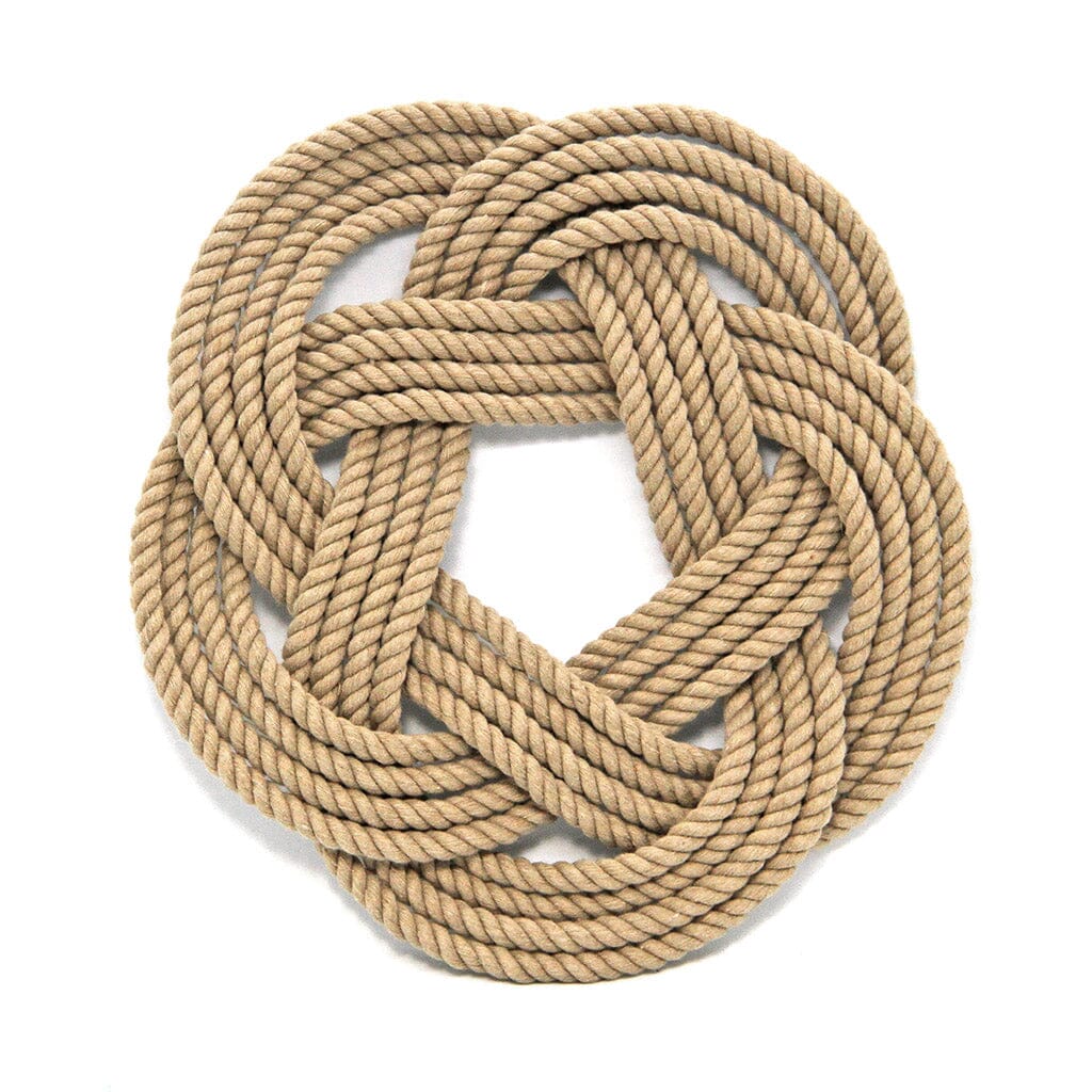 Nautical 10 Nautical Sailor Knot Trivet, Tan Cotton Rope, Large