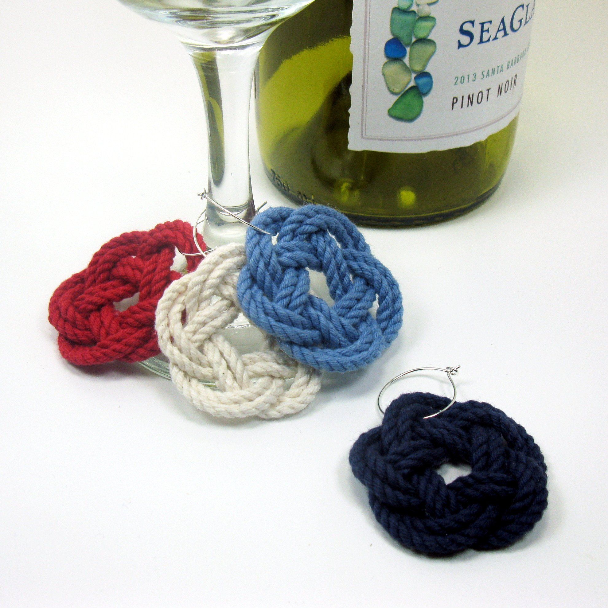 Nautical Sailor Knot Wine Charms Woven turkshead knots Made in the USA by  hand in Mystic, Connecticut $ 4.75