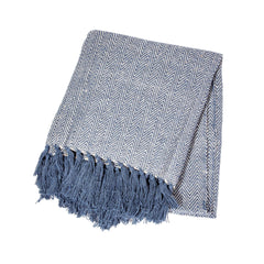 Sass & Belle Japandi Blue Herringbone Throw