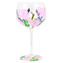 Lynsey Johnstone Bees & Roses Hand-Painted Balloon Gin Glass