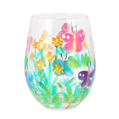 Lynsey Johnstone Butterflies Hand-Painted Stemless Wine Glass