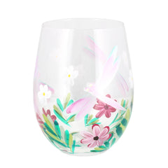 Lynsey Johnstone Dragonflies Hand-Painted Stemless Wine Glass