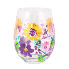Lynsey Johnstone Sunflowers Hand-Painted Stemless Wine Glass