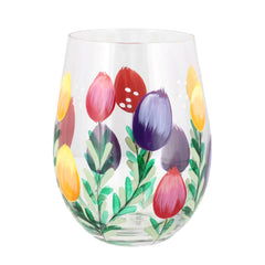 Lynsey Johnstone Tulips Hand-Painted Stemless Wine Glass