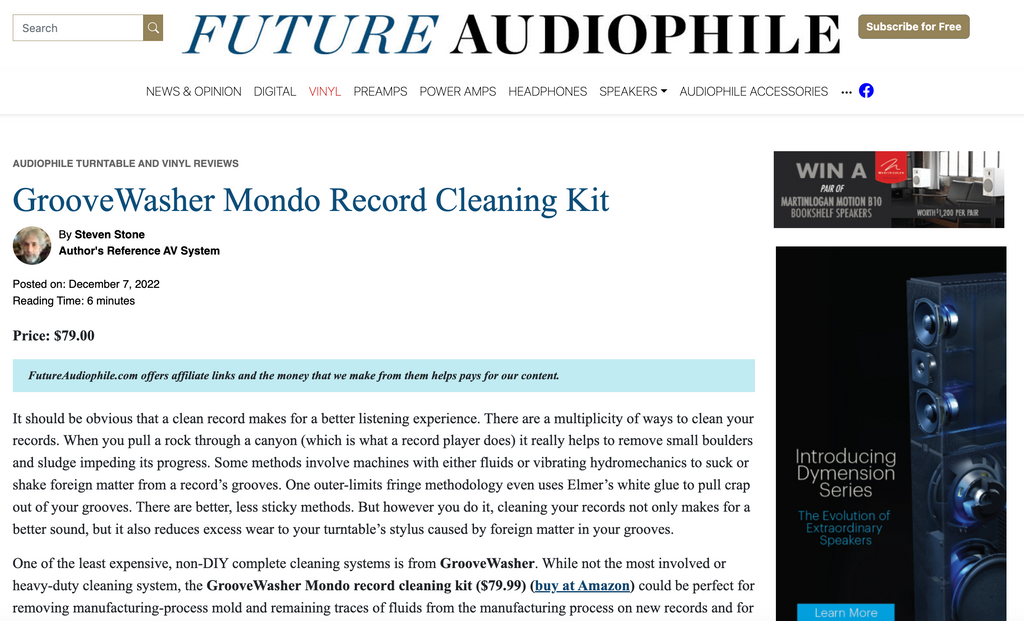 Future Audiophile Reviews GrooveWasher's Mondo Kit + More