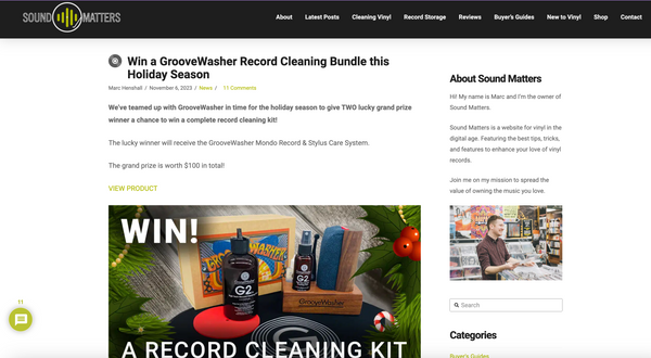 SoundMatters, Marc Henshall, gives away TWO GrooveWasher Mondo Kits to two lucky winners who enter on yoursoundmatters.com