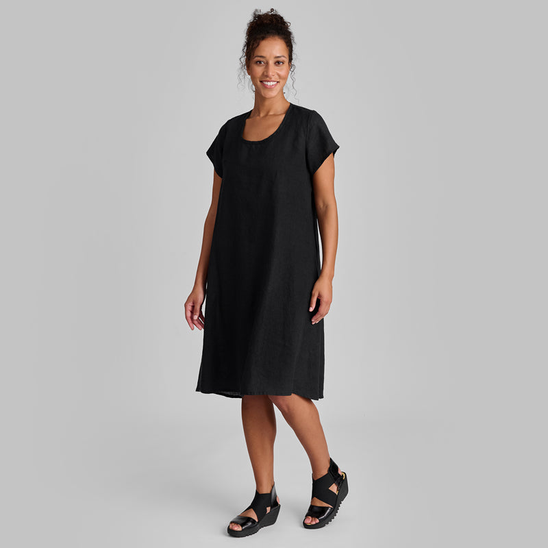 Black linen dress