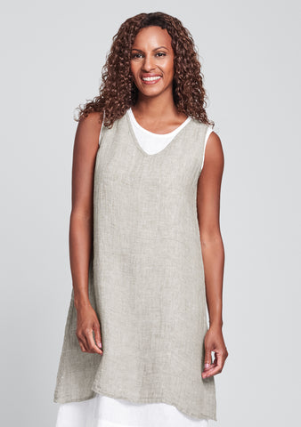 white linen sleeveless top