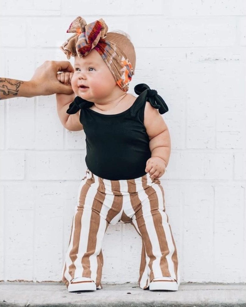 Image of Blakely Boho Bell Bottoms - Tan Stripes