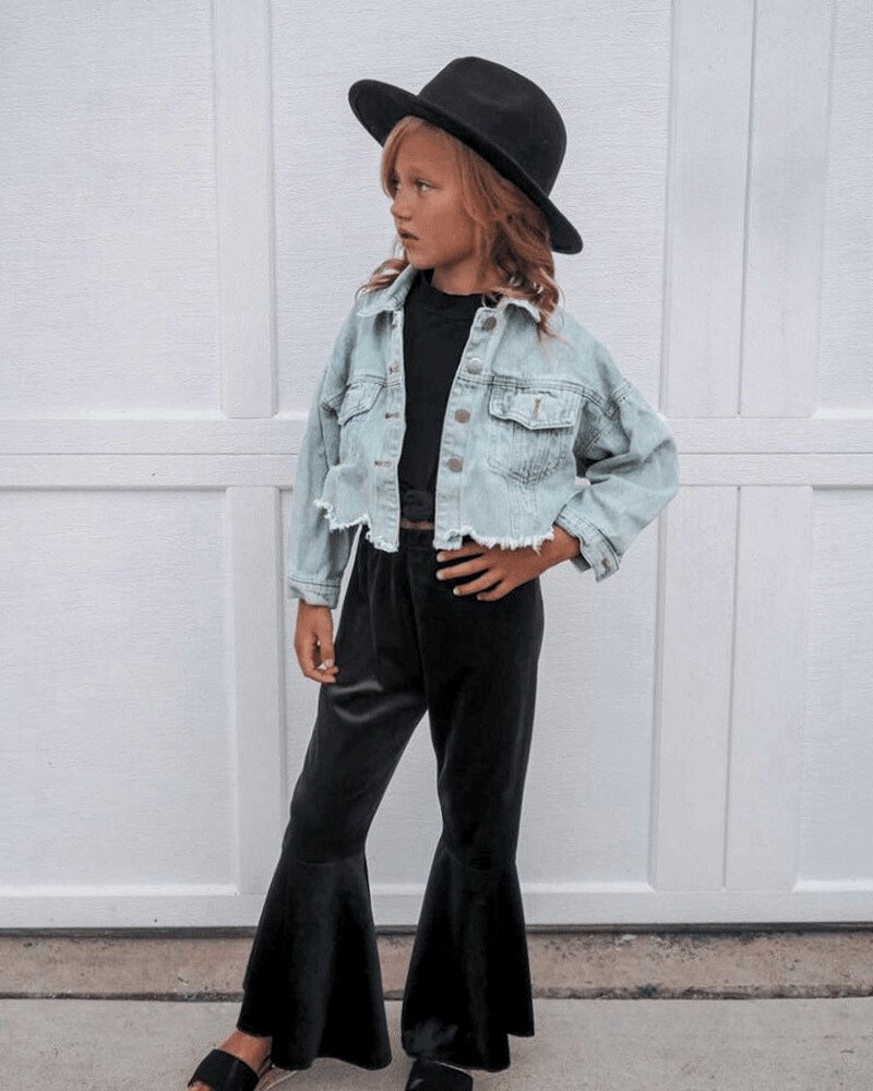 Image of Lina Pleated Velour Bell Bottoms - Black