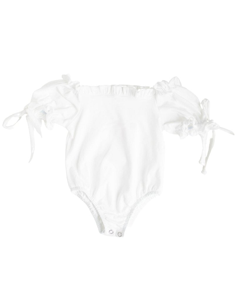 Image of Marigold Puff Sleeve Frilly Leotard - White