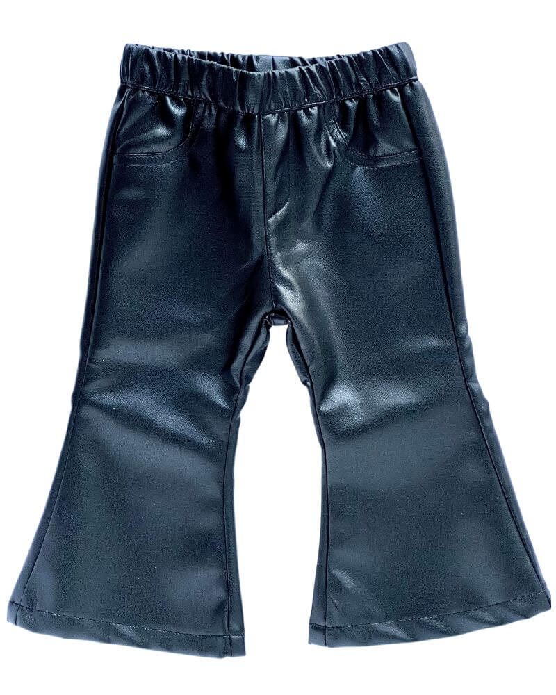 Image of Sophie Pleather Bell Bottoms - Black