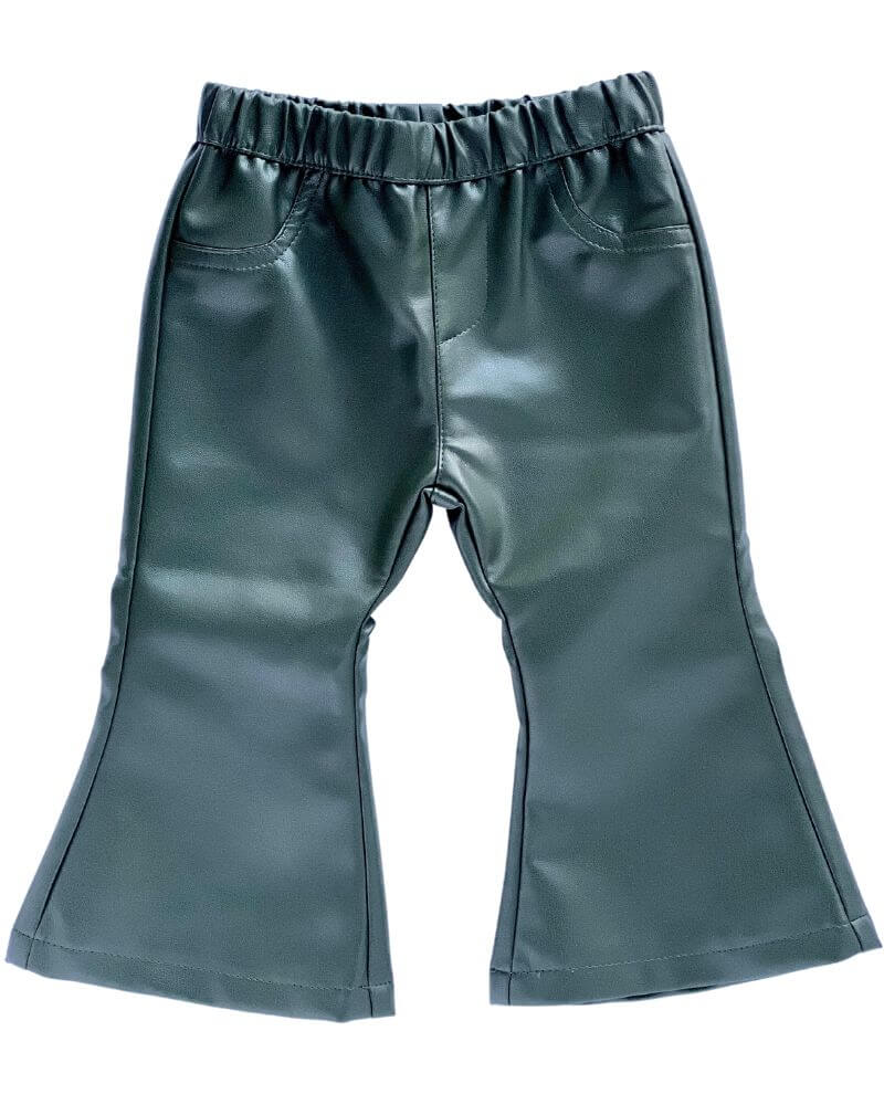 Image of Sophie Pleather Bell Bottoms - Olive