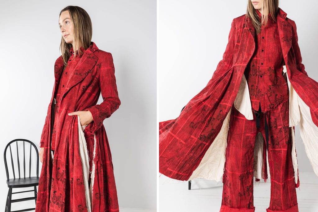 Elena Dawson Frock Coat, Red Family Grid