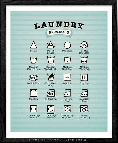 Laundry Symbols print. Light grey print