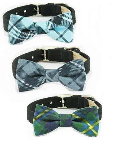 plaid bow tie dog collar