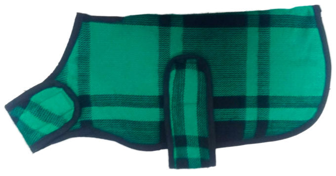 green plaid dog sweater