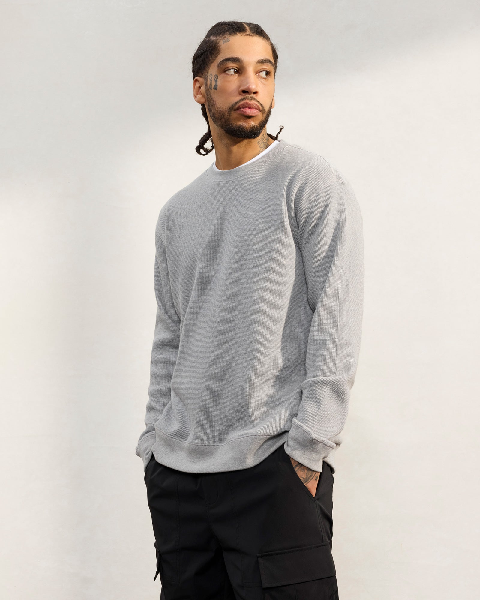 Longsleeve Waffle T-Shirt - Heather Grey