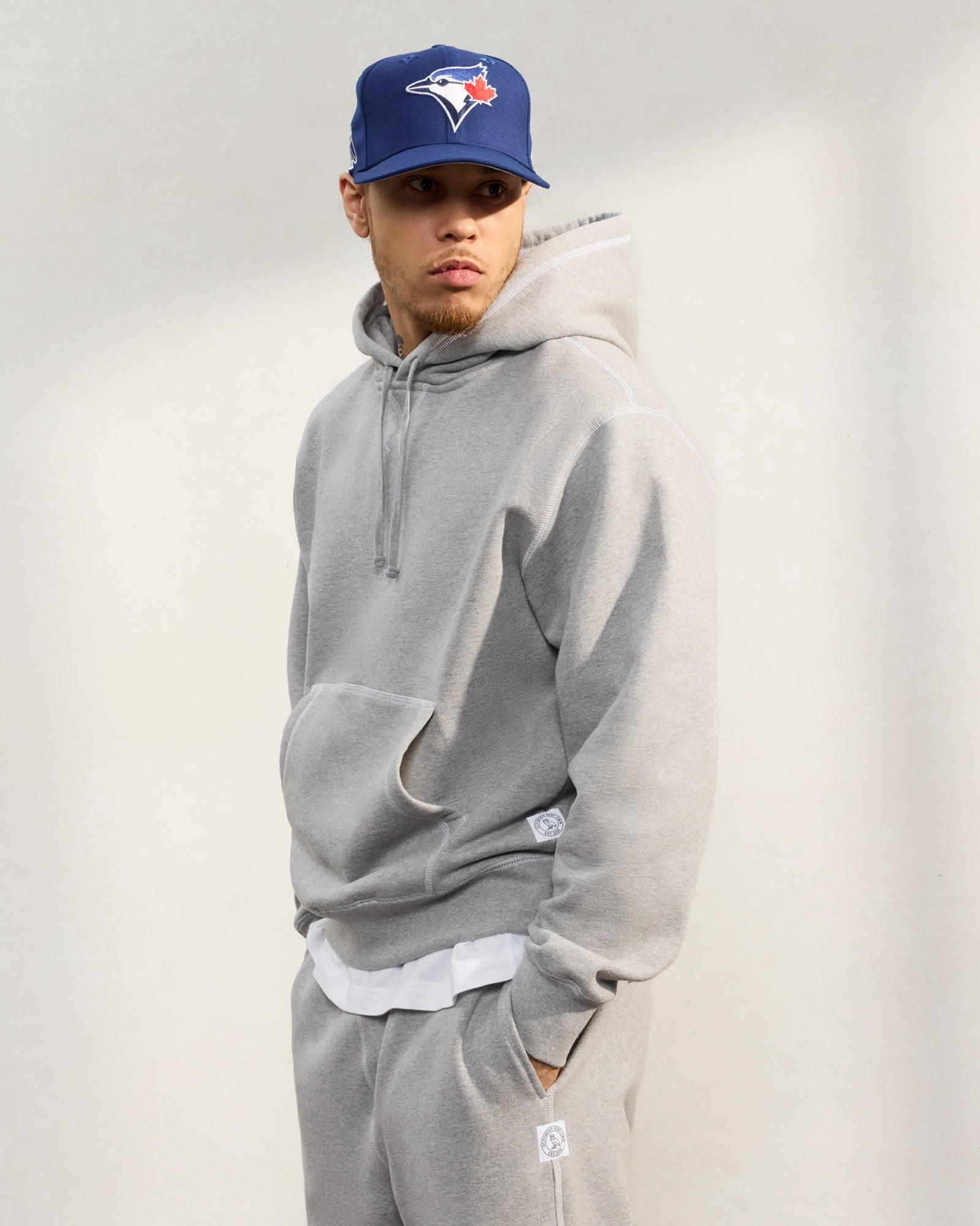 Contrast Stitch Hoodie - Heather Grey