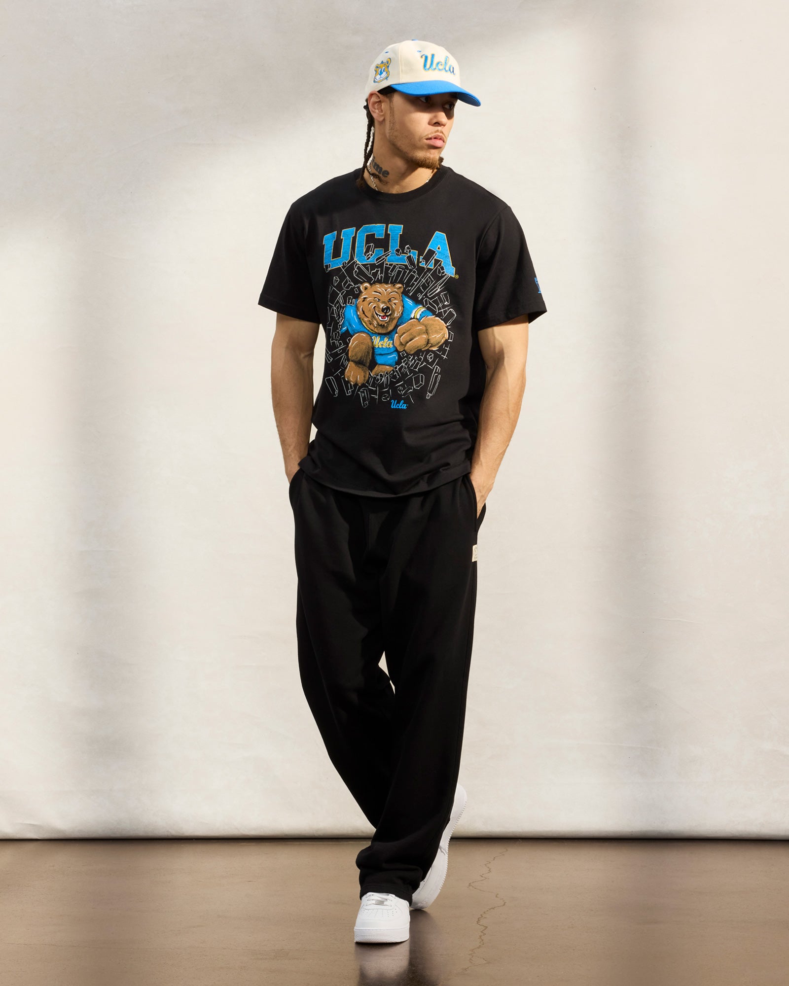 French Terry Open Hem Sweatpant - Black