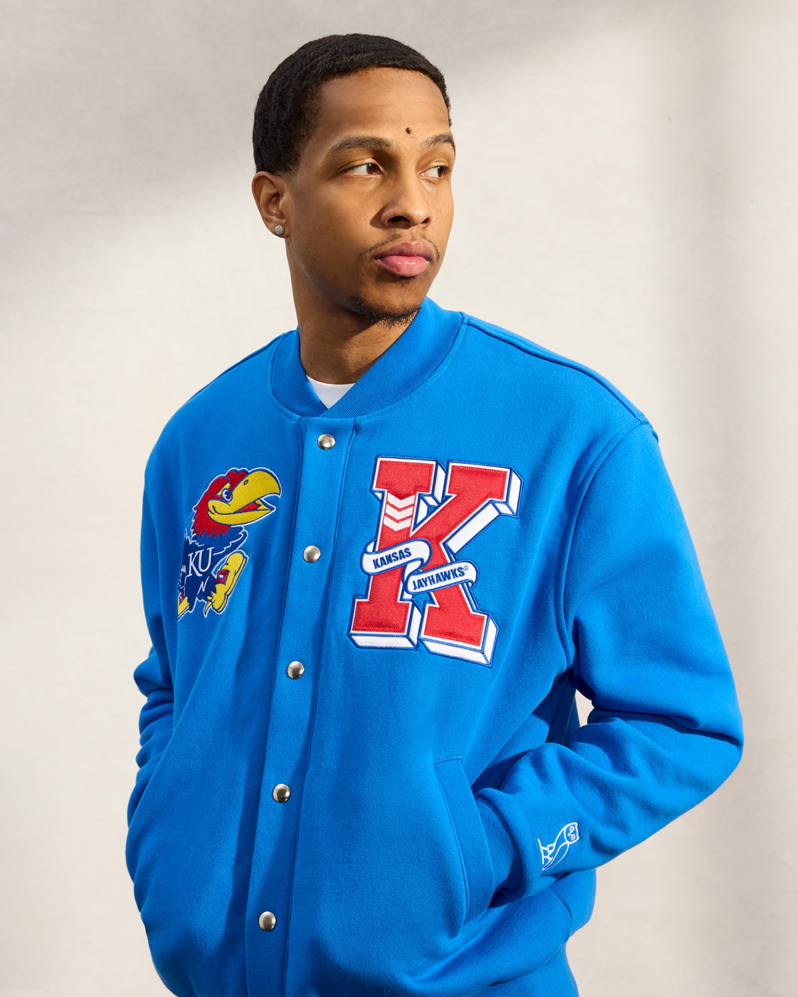 Kansas Jayhawks Fleece Varsity Jacket - Blue