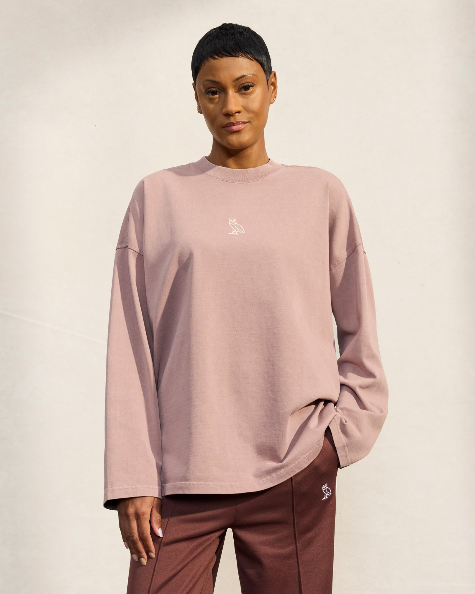 Garment Dyed Longsleeve T-Shirt - Mauve