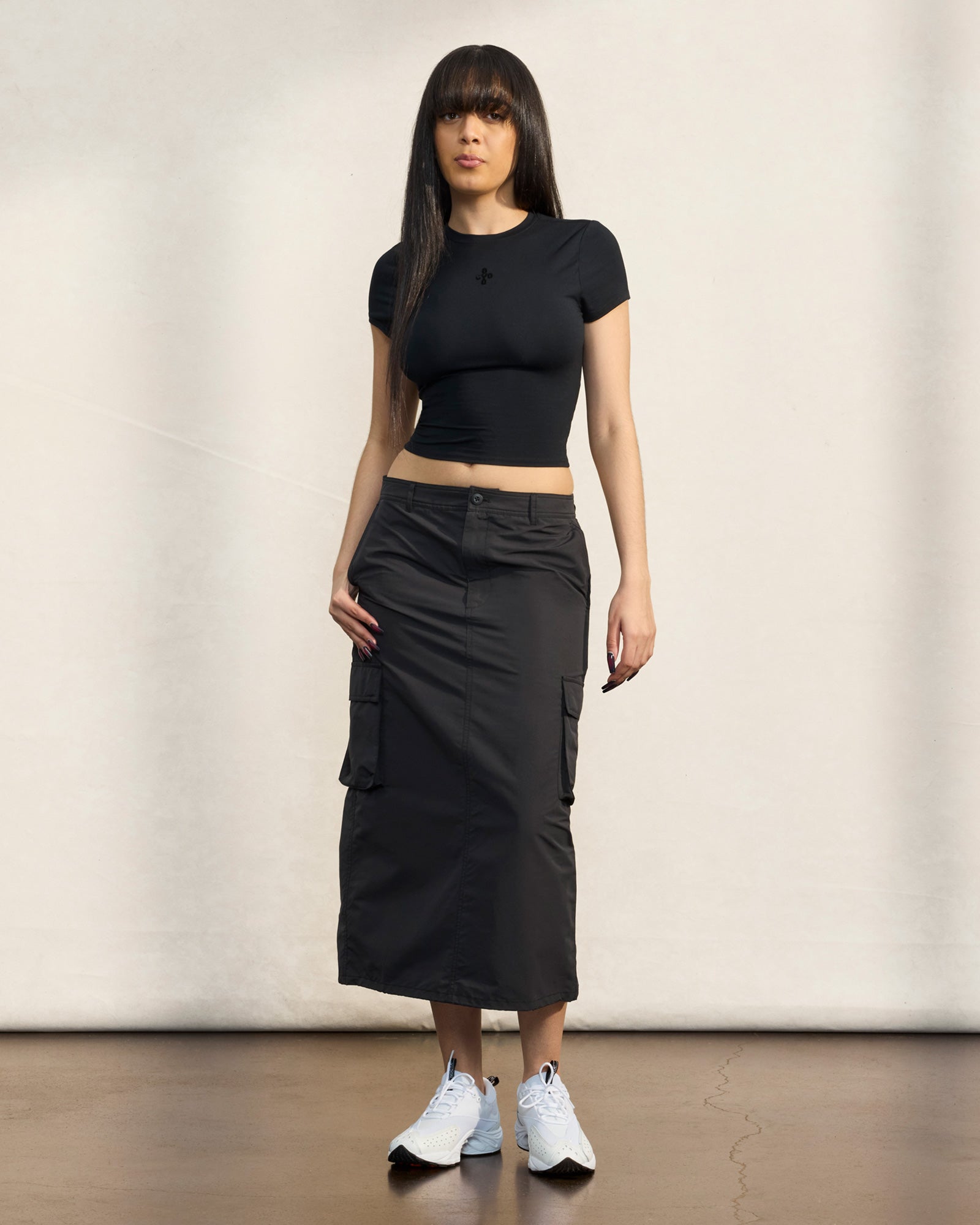 Nylon Cargo Skirt - Black