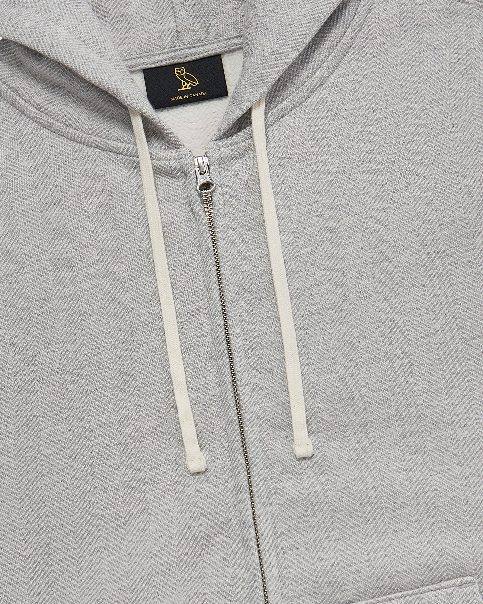 Herringbone Full-Zip Hoodie - Heather Grey