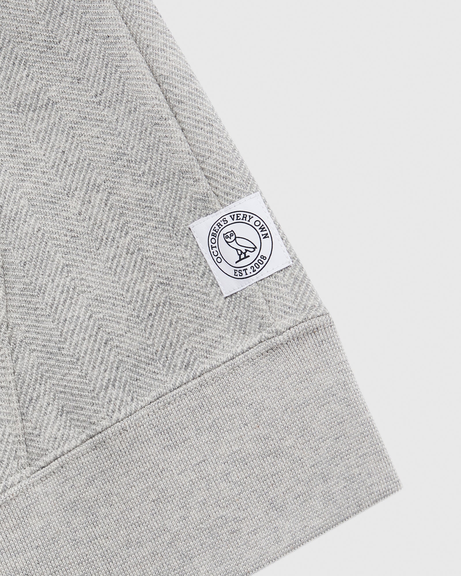 Herringbone Full-Zip Hoodie - Heather Grey