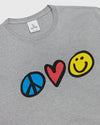 Peace Love Happiness T-Shirt - Heather Grey