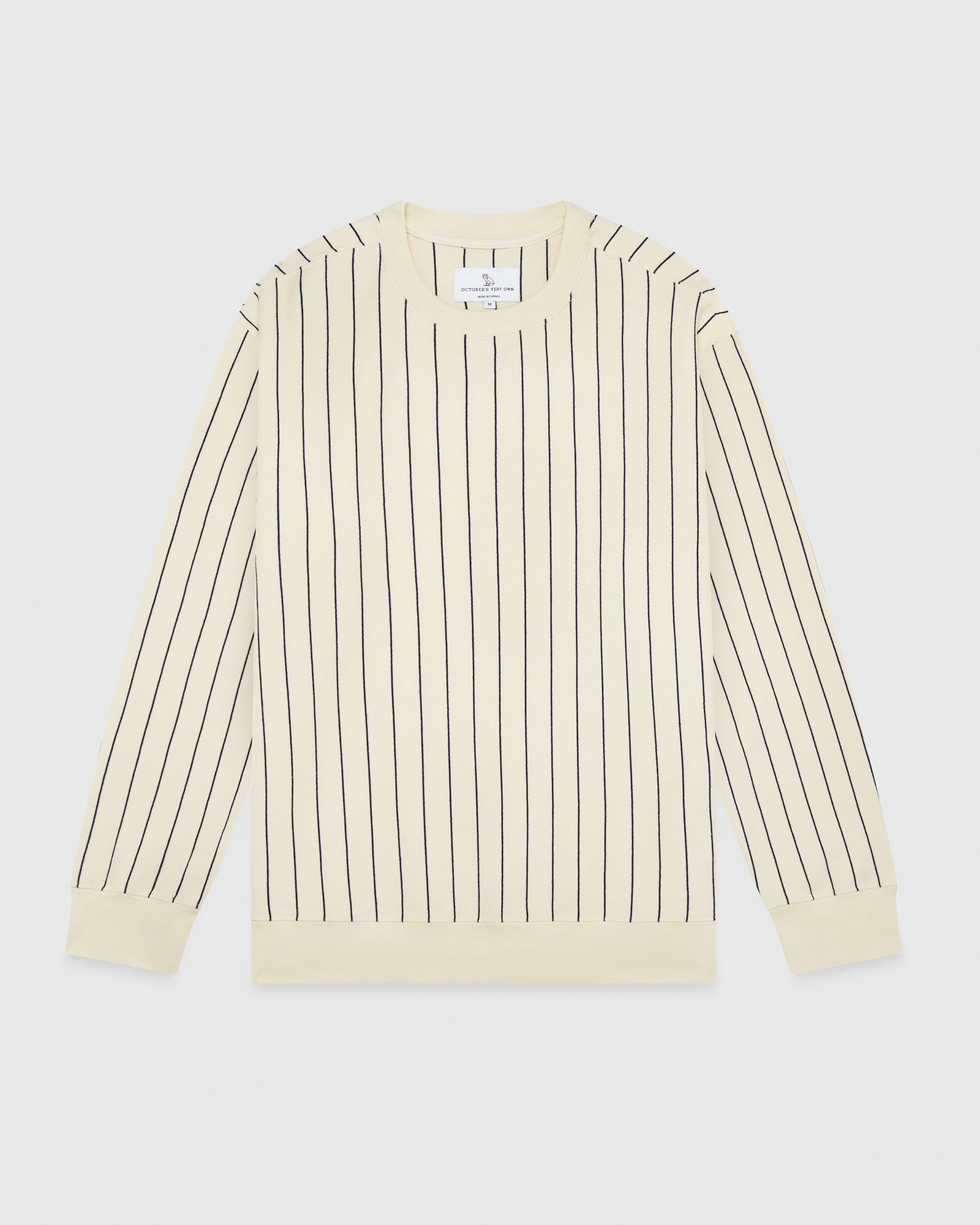 Pinstripe Crewneck - Cream / Navy