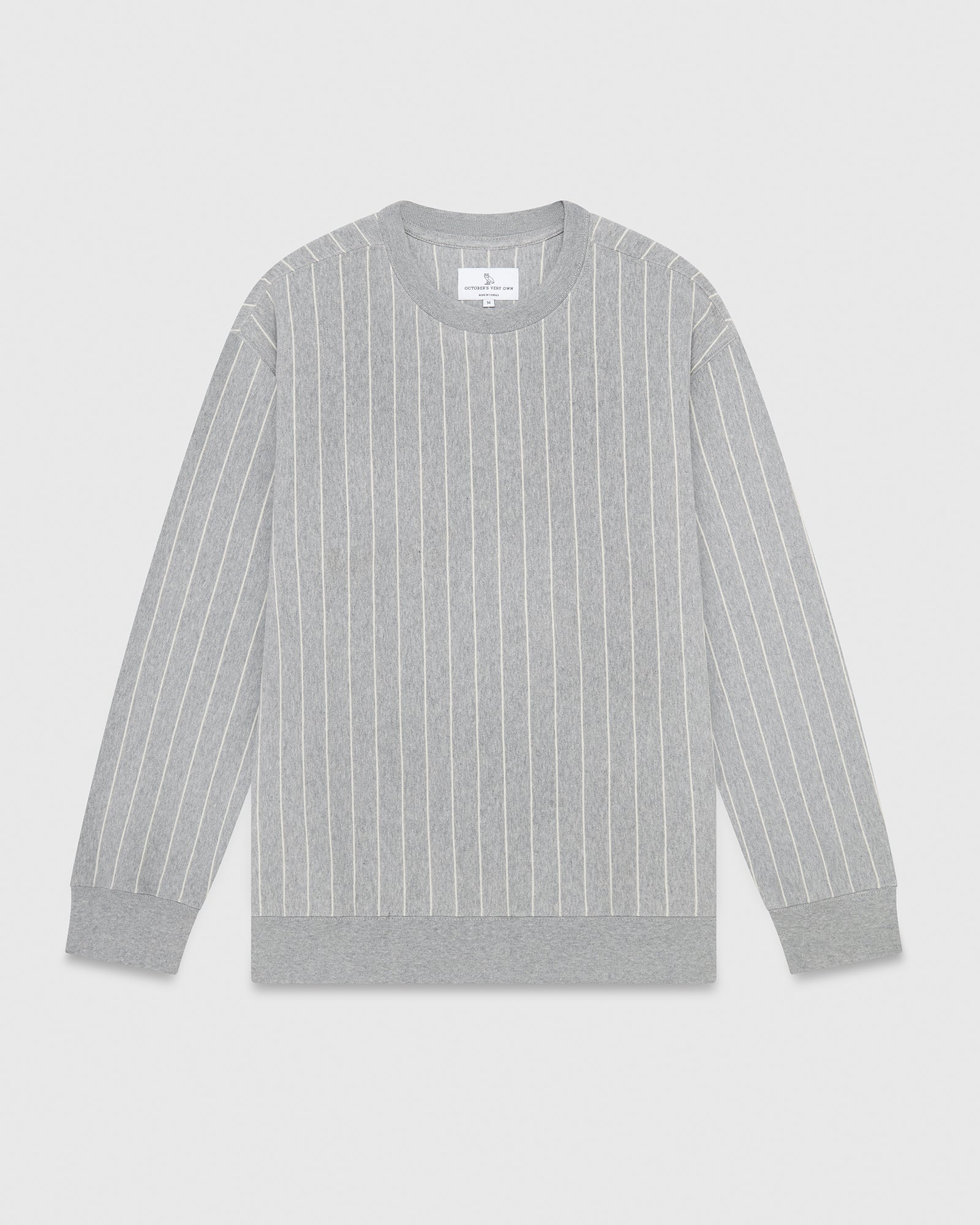 Pinstripe Crewneck - Heather Grey / Cream