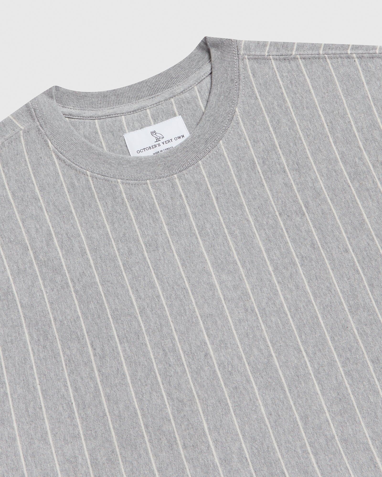 Pinstripe Crewneck - Heather Grey / Cream