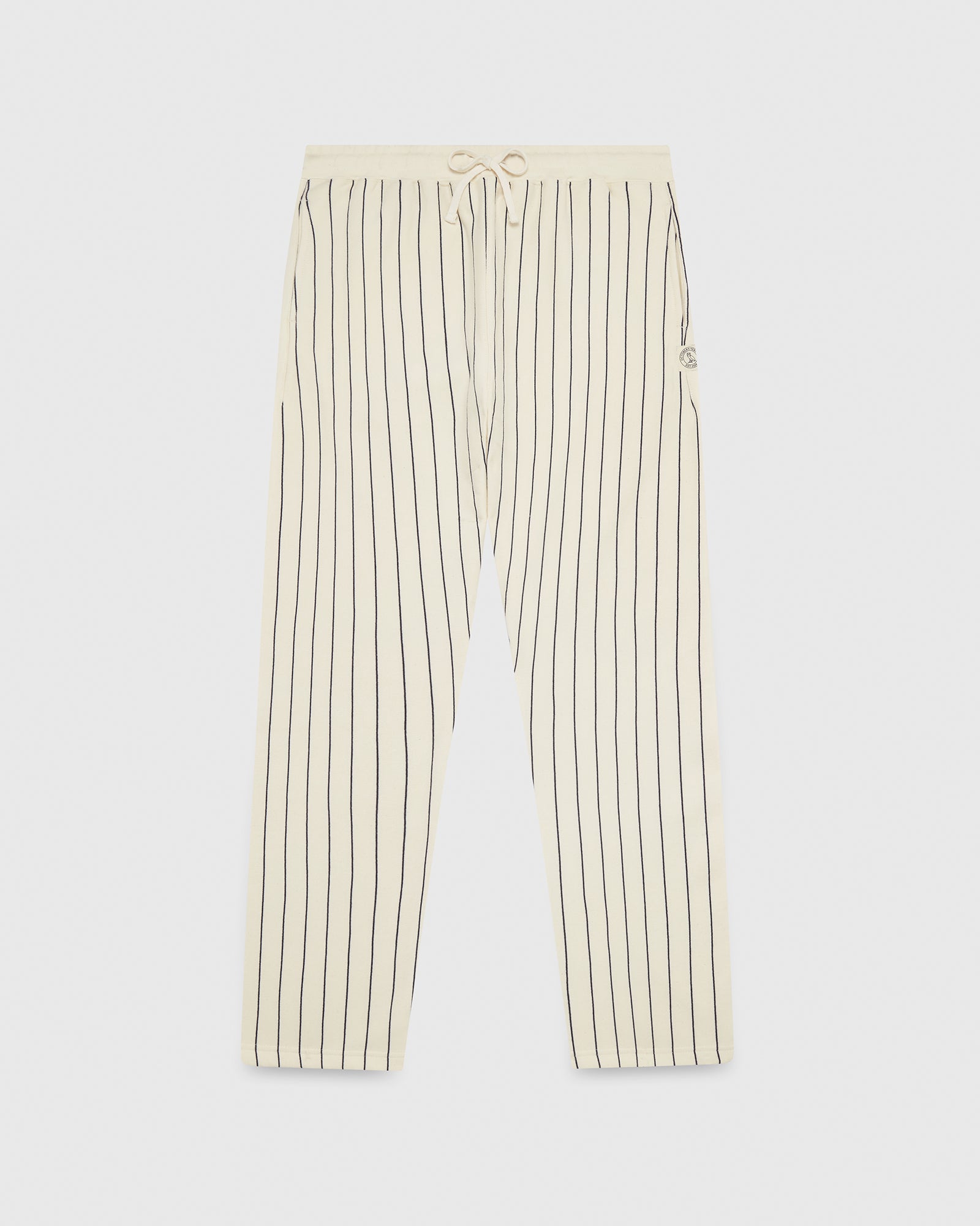 Pinstripe Open Hem Sweatpant - Cream / Navy