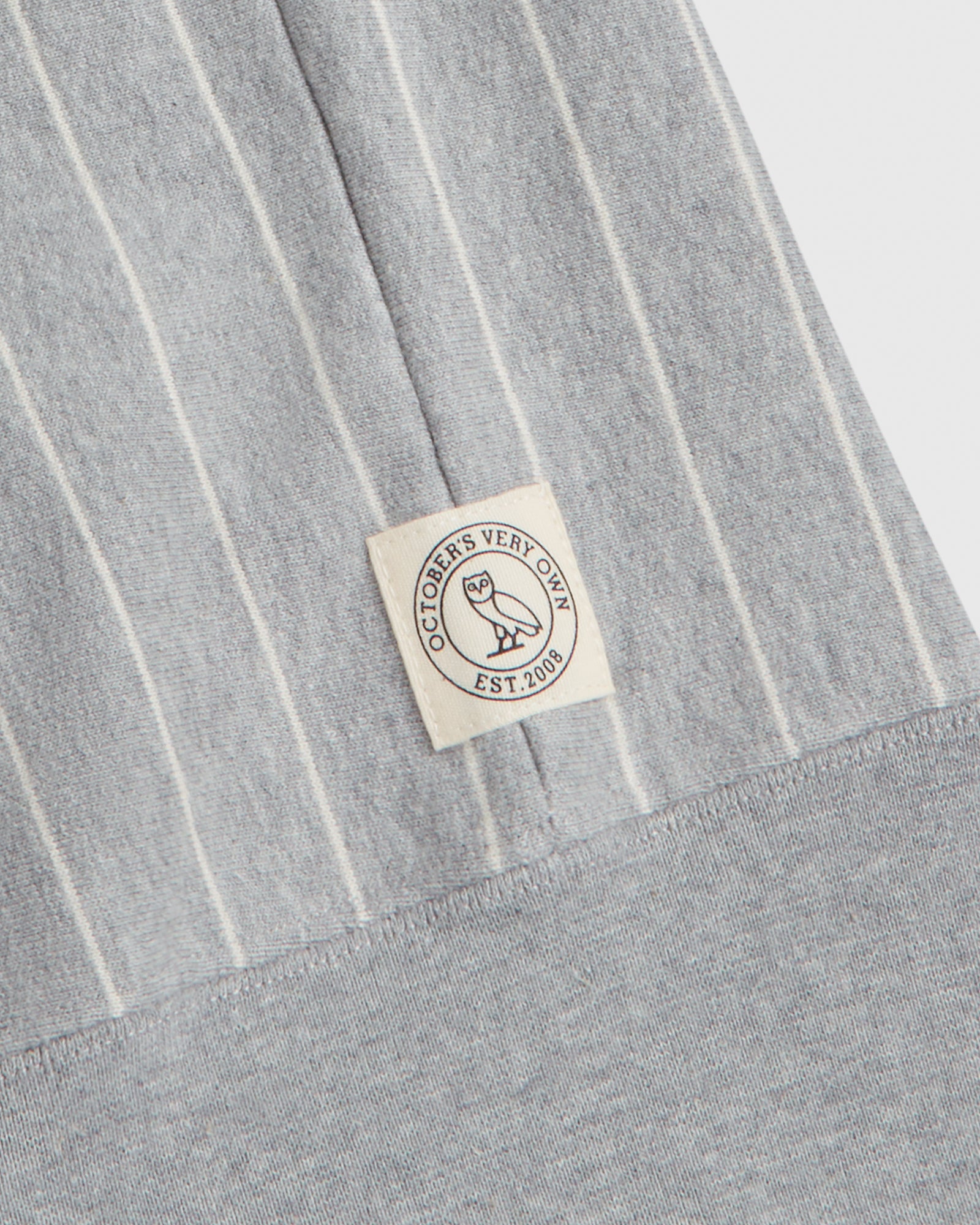 Pinstripe Full-Zip Hoodie - Heather Grey / Cream