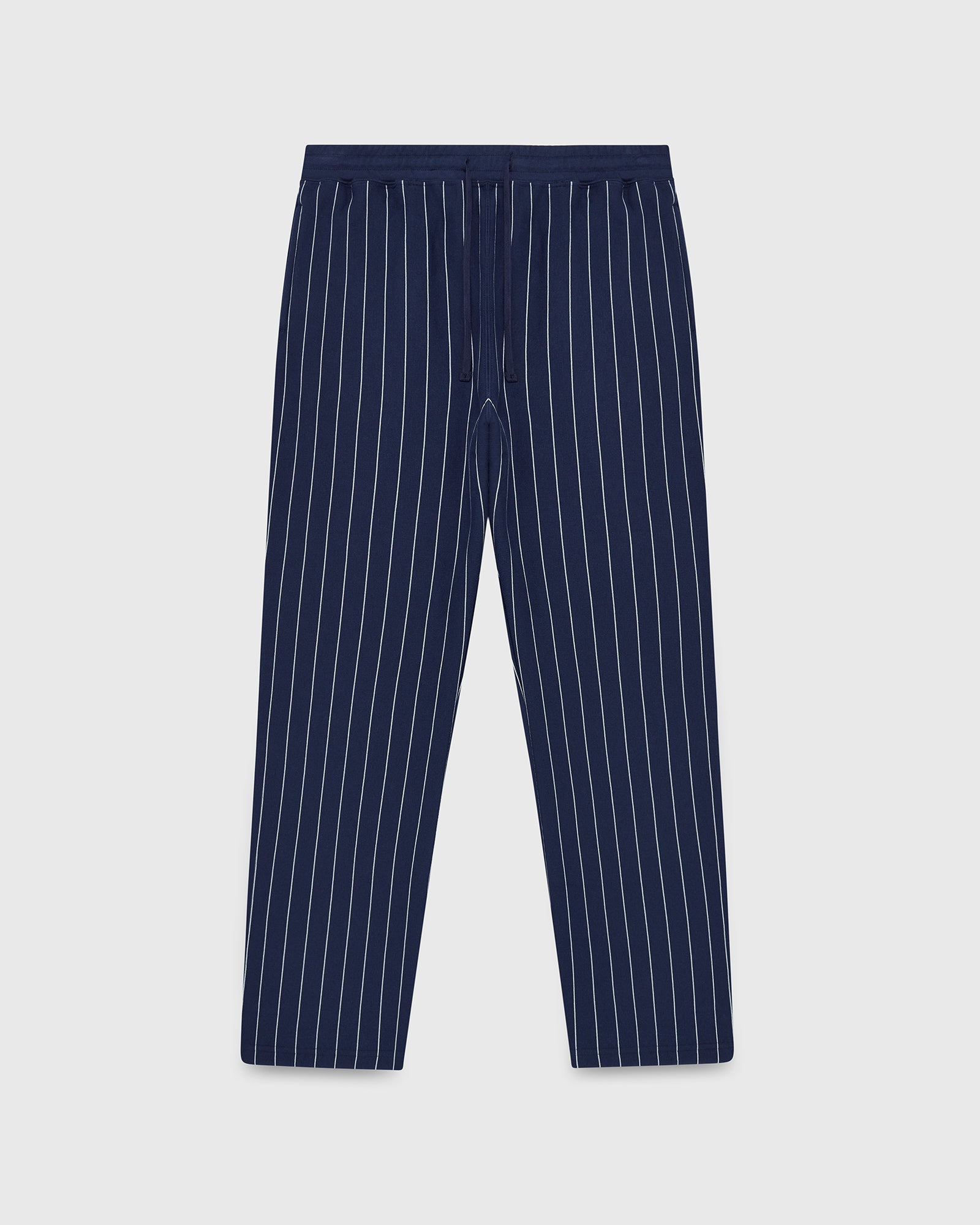 Pinstripe Open Hem Sweatpant - Navy/White