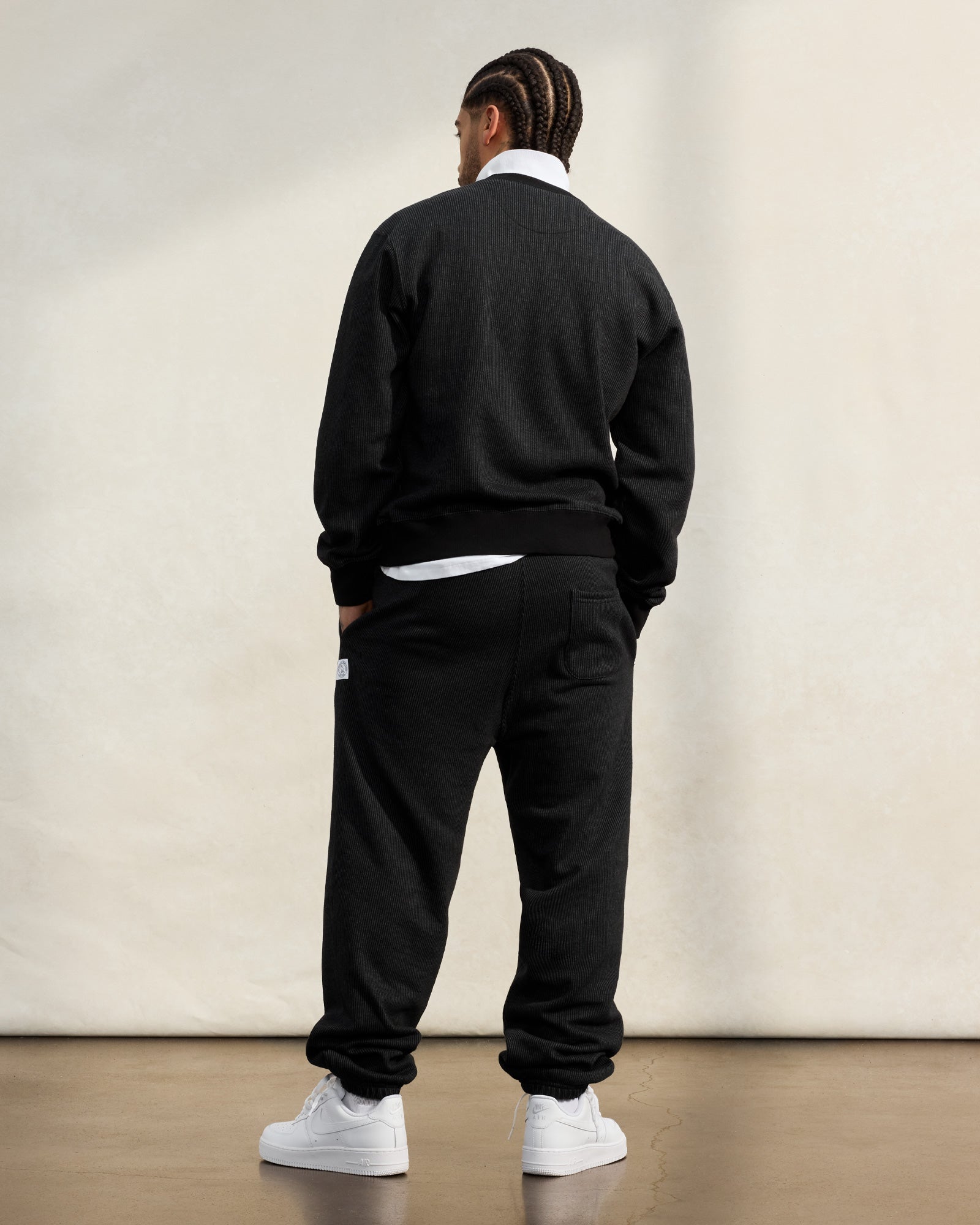 Seersucker Fleece Relaxed Fit Sweatpant - Black/Charcoal