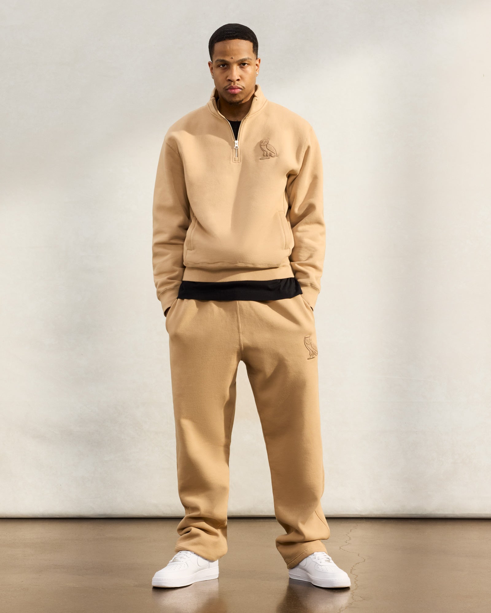 Mini OG Quarter Zip Mockneck Sweatshirt - Camel