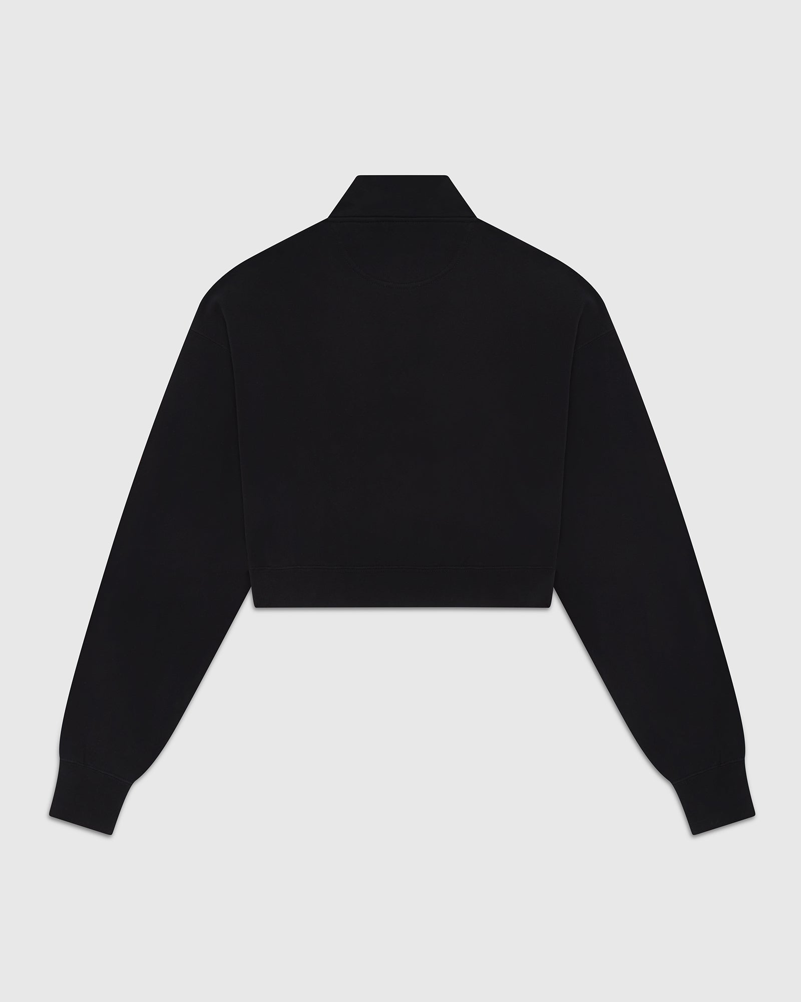 Cropped Quarter Zip Mock Neck Sweater - Black