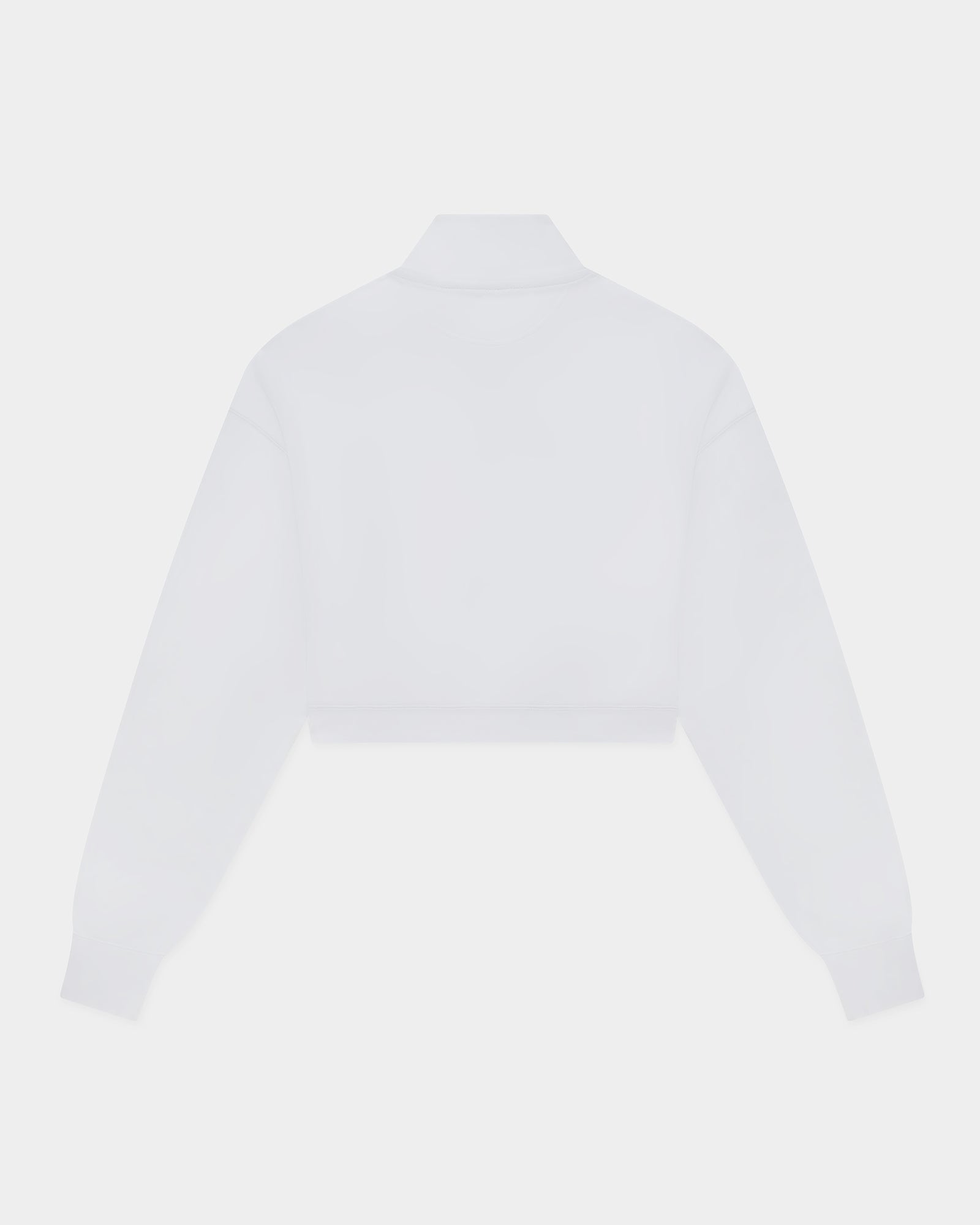 Cropped Quarter Zip Mock Neck Sweater - White