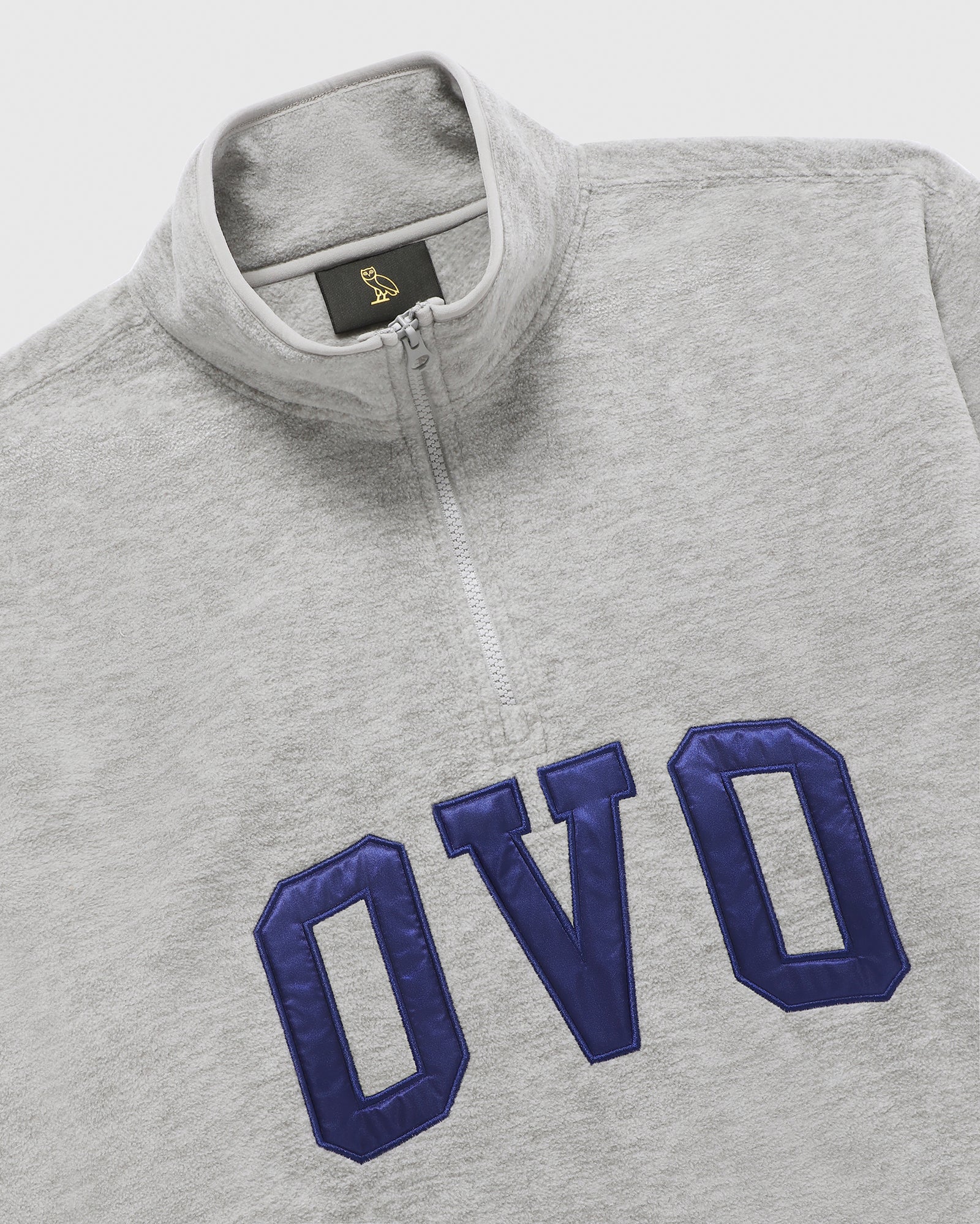 Arch Logo Quarter Zip Mockneck Sweatshirt - Heather Grey