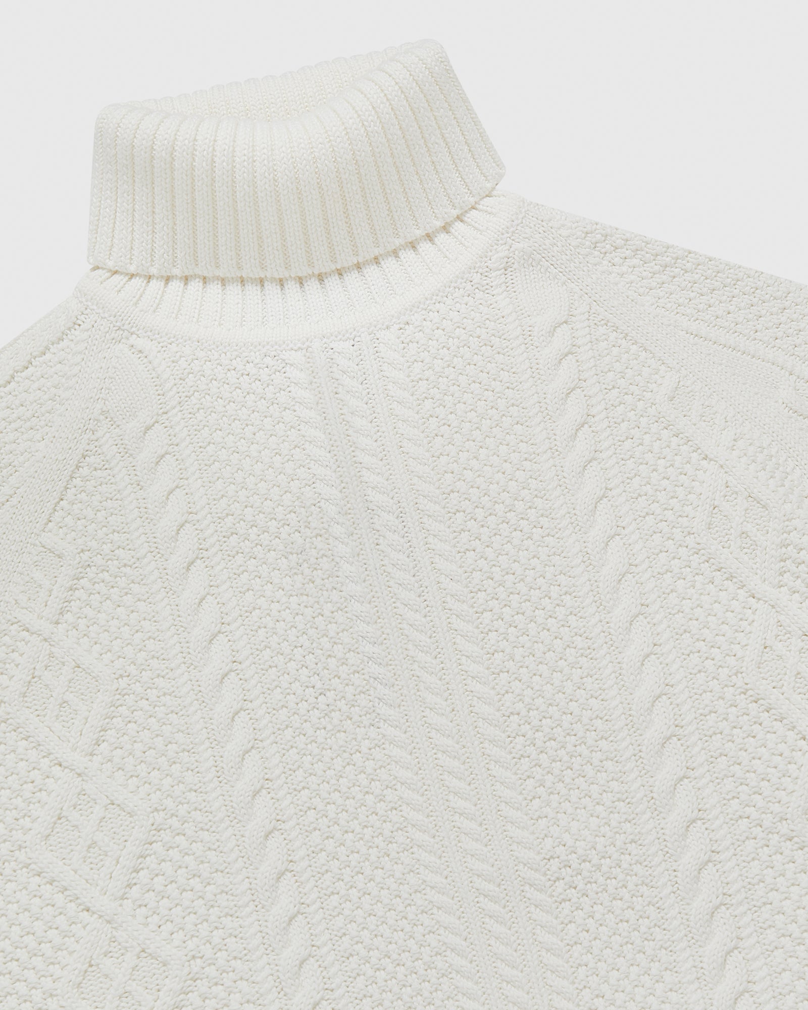 Cable Knit Turtleneck Sweater - Off White
