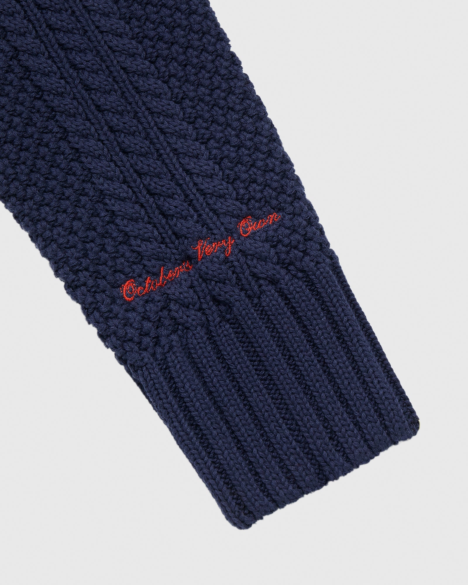 Cable Knit Turtleneck Sweater - Navy