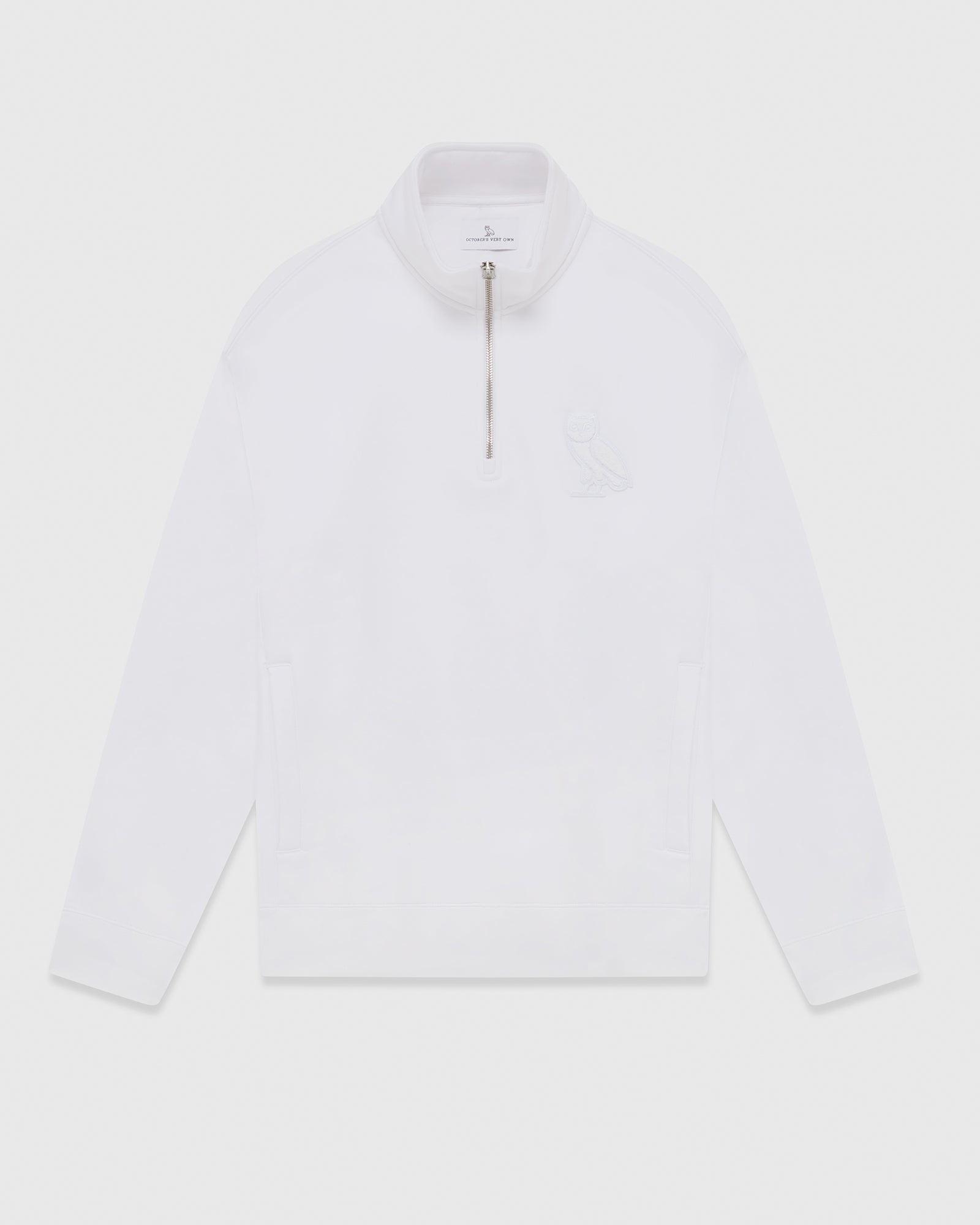 Mini OG Quarter Zip Mockneck Sweatshirt - White