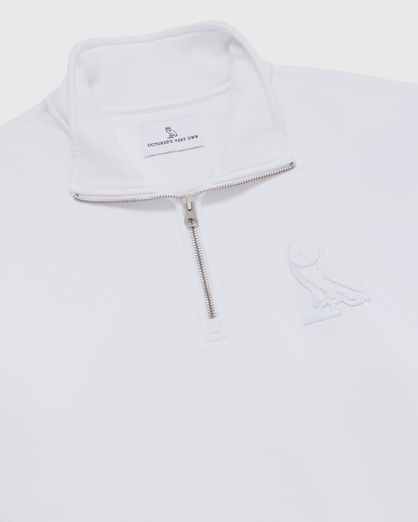 Mini OG Quarter Zip Mockneck Sweatshirt - White